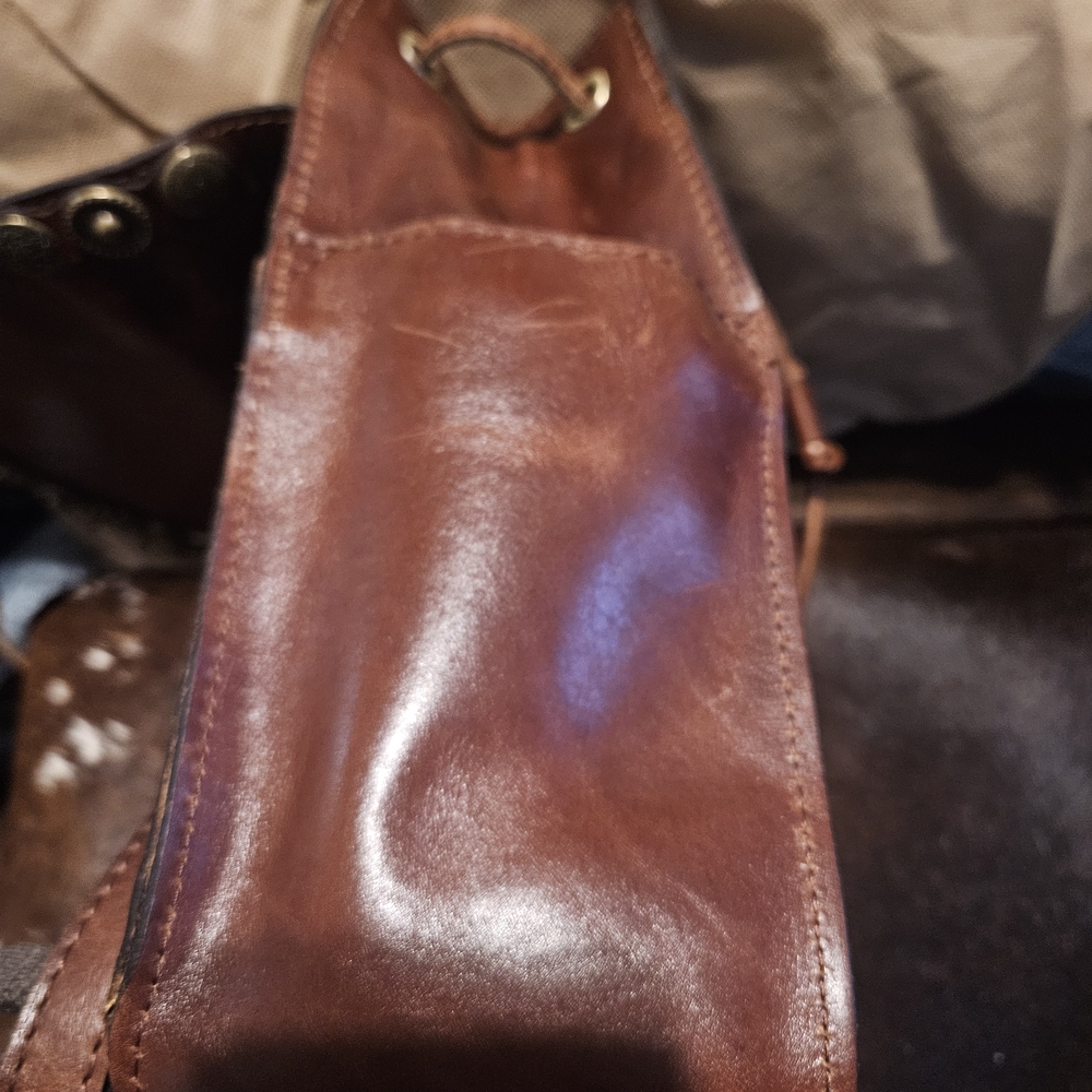 Patricia Nash Brown Leather Backpack with Gold Accents - Picture 6 of 7